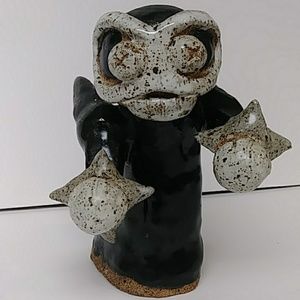 UFO Alien Home Accent Statue Handmade OOAK Studio Art Clay Stonewear Pottery